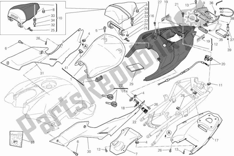 Alle onderdelen voor de Stoel van de Ducati Streetfighter S 1100 2012